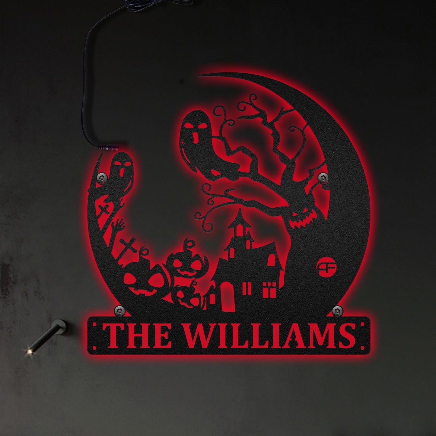 Halloween Spooky Tree And The Moon - Led Light Metal - Owls Matrix LTD