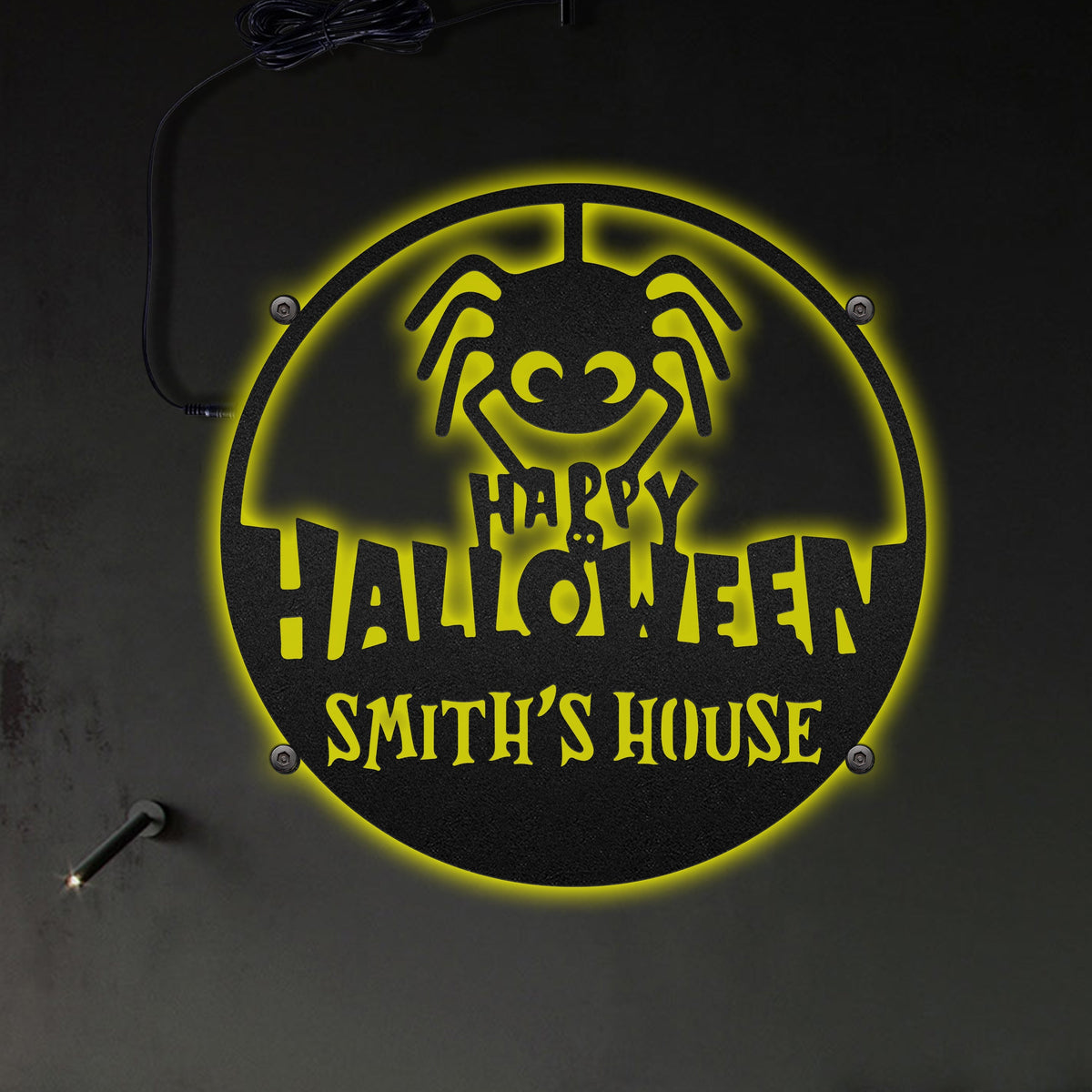 Happy Halloween Personalized - Led Light Metal - Owls Matrix LTD