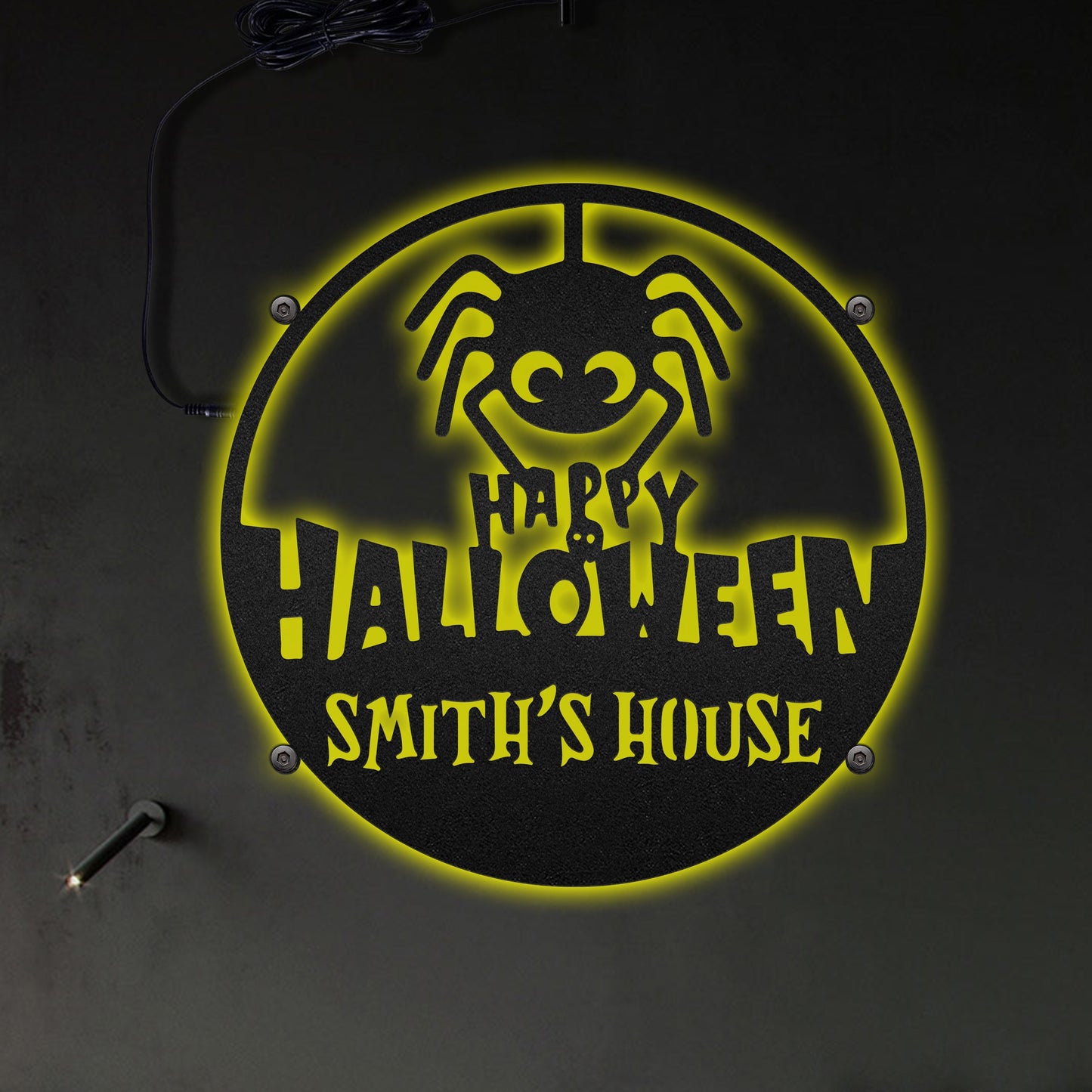 Happy Halloween Personalized - Led Light Metal - Owls Matrix LTD