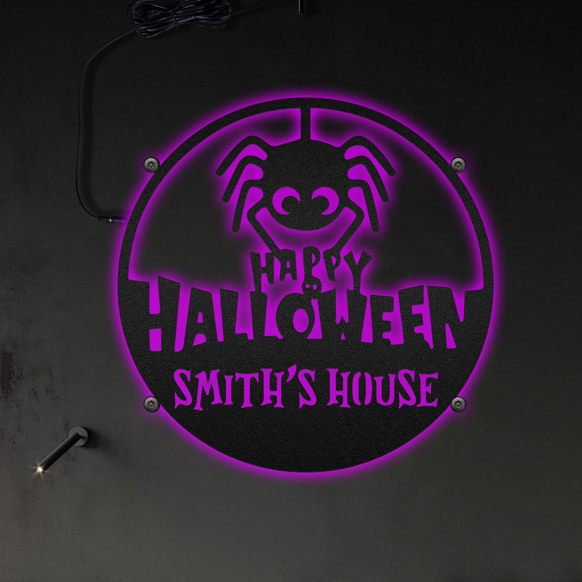 12"x12" Happy Halloween Personalized - Led Light Metal - Owls Matrix LTD