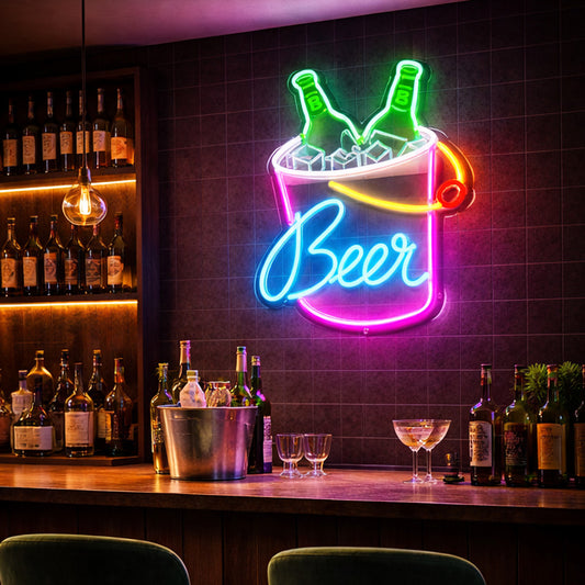 Home Bar Neon Signs - Beer Bucket LED Light
