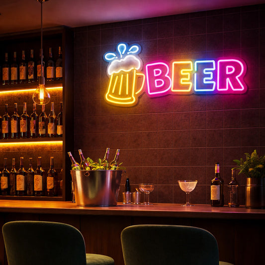 Home Bar Neon Signs - Beer Mug LED Light
