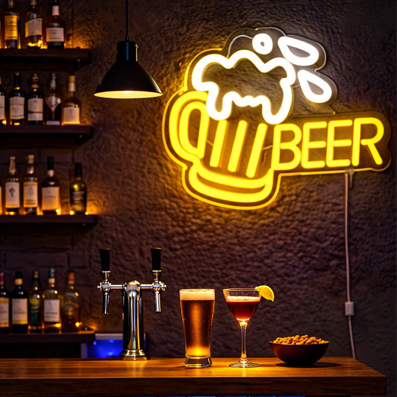 Home Bar Neon Signs - Beer Mug LED Wall Light Sign