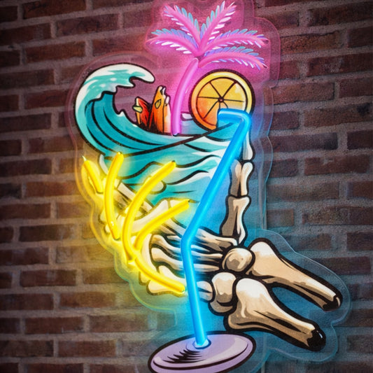 Home Bar Neon Signs - Cocktail Skull LED Light Decor