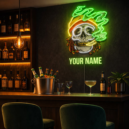 Home Bar Neon Signs - Custom Reggae Skull LED Light
