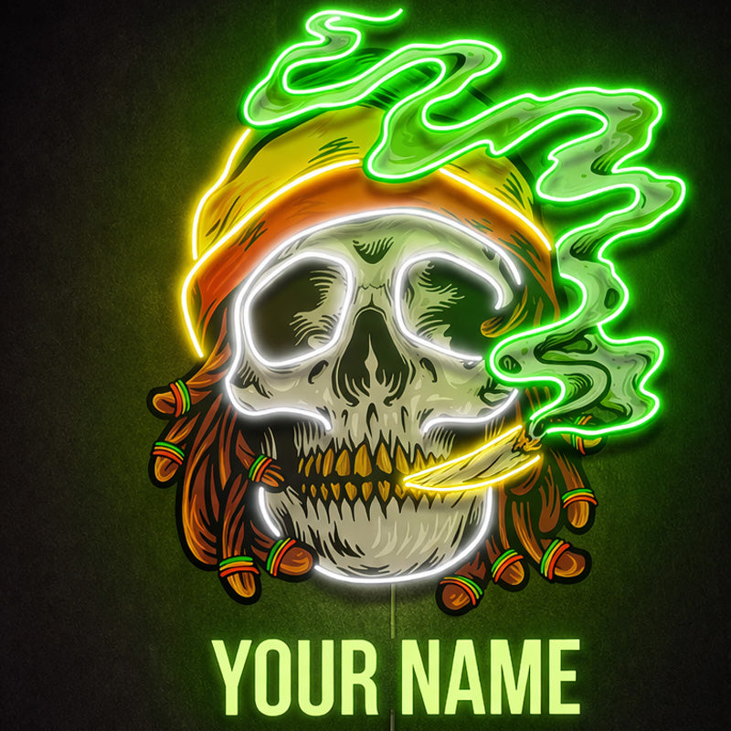 Home Bar Neon Signs - Custom Reggae Skull LED Light
