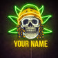 Home Bar Neon Signs - Custom Skull Name LED Light
