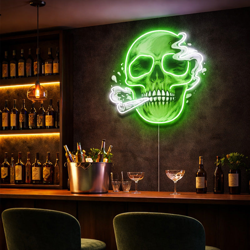 Home Bar Neon Signs - Green Skull LED Wall Light
