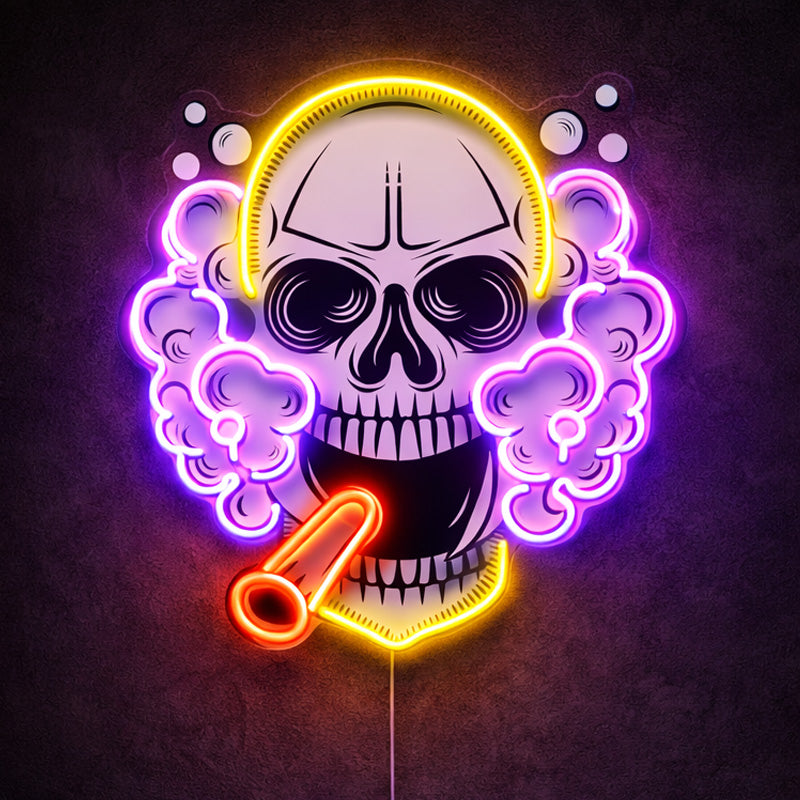 Home Bar Neon Signs - Skull Cigar LED Wall Light
