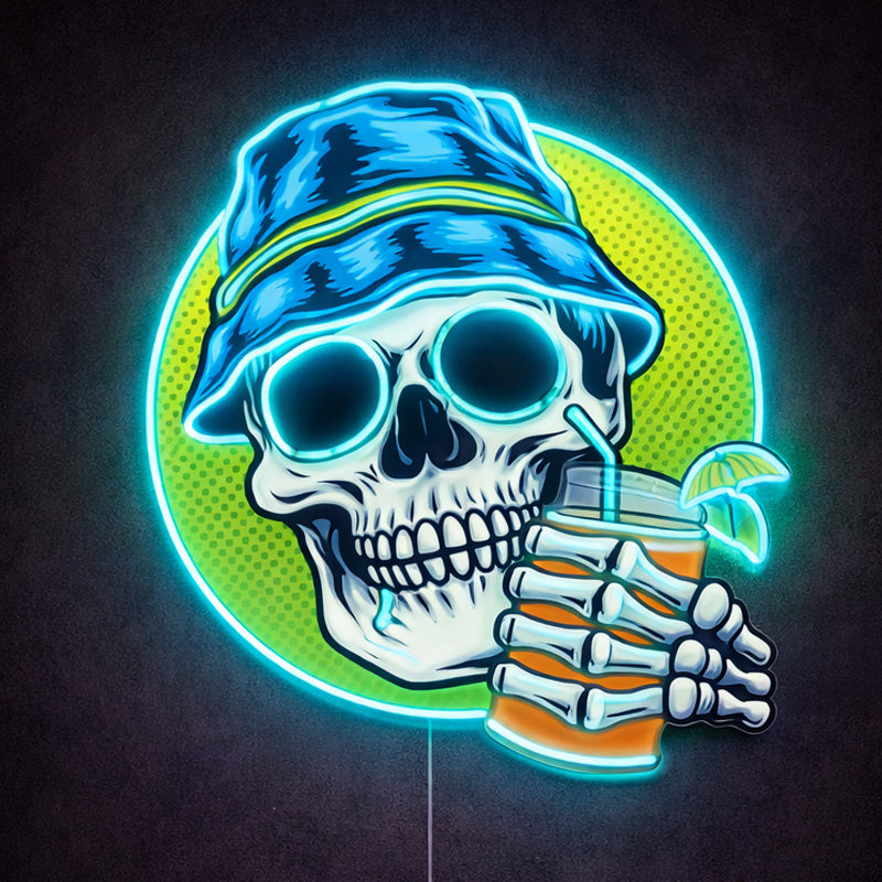 Home Bar Neon Signs - Skull Cocktail LED Wall Light
