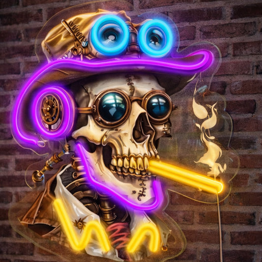 Home Bar Neon Signs - Skull Cowboy LED Wall Light