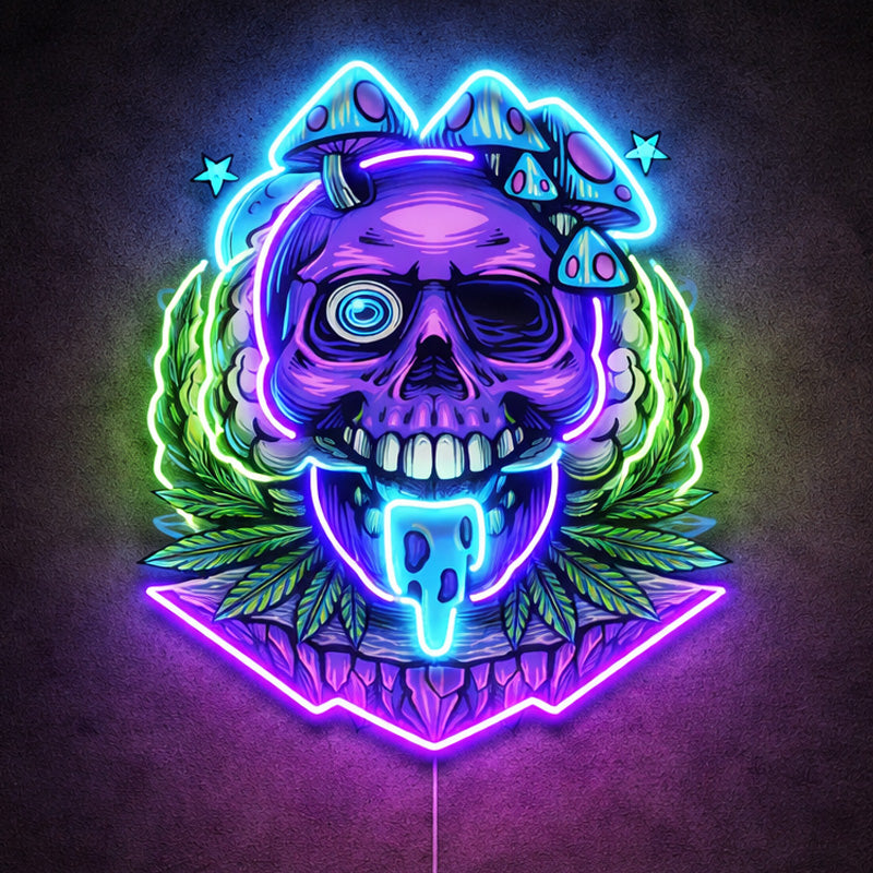 Home Bar Neon Signs - Trippy Skull LED Light
