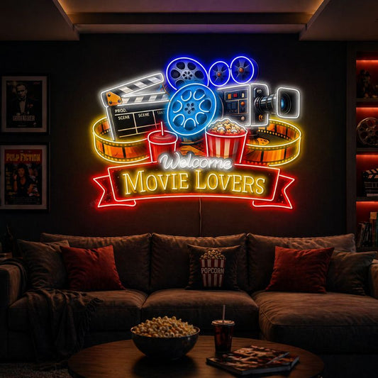 Home Cinema Neon Sign - Movie Lovers LED Wall Decor