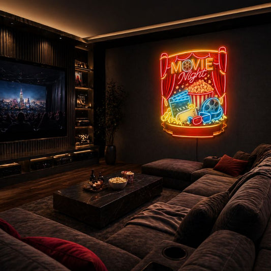Home Cinema Neon Sign - Movie Night LED Wall Decor
