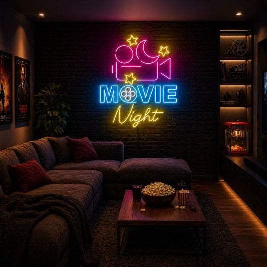 Home Cinema Neon Sign - Movie Night Wall LED Decor