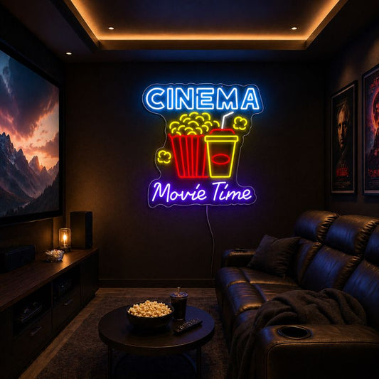 Home Cinema Neon Sign - Movie Time Wall Decor Light