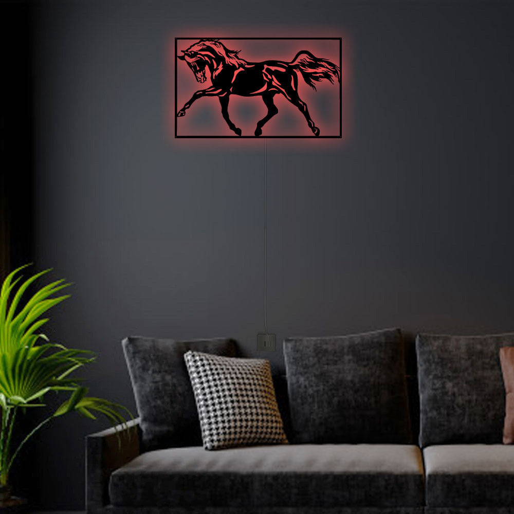 Horse Running On Road - Led Light Metal - Owls Matrix LTD