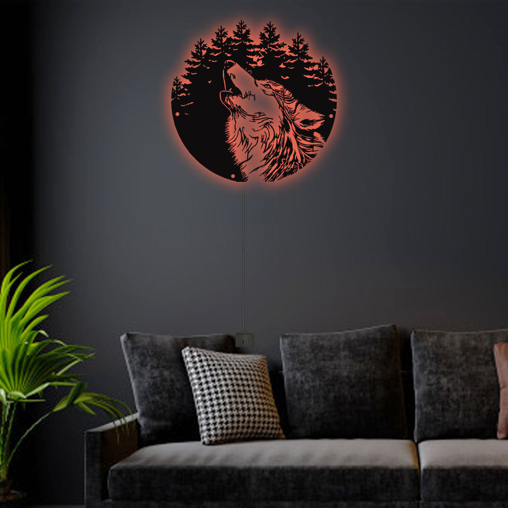 Howling Wolf - Led Light Metal - Owls Matrix LTD