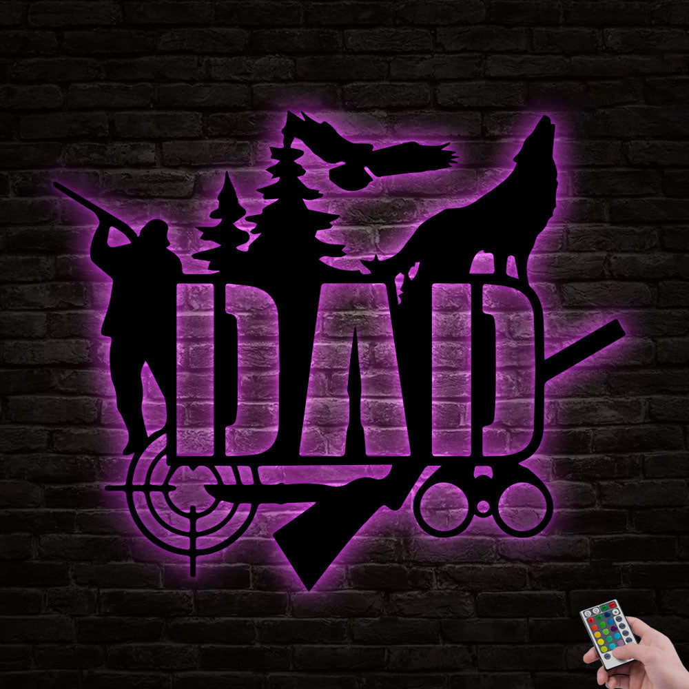 Hunting and Wolf Hunter With Dad - Led Light Metal - Owls Matrix LTD