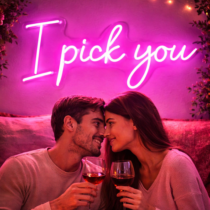 I Pick You Neon LED Sign – Romantic Pink Script Light for Bedrooms, Weddings & Gift Decor