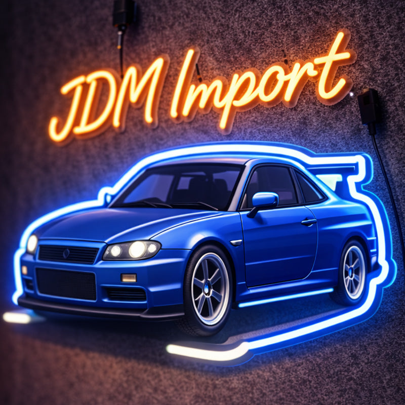 JDM Import LED Neon Sign – Japanese Sports Car Wall Light Decor