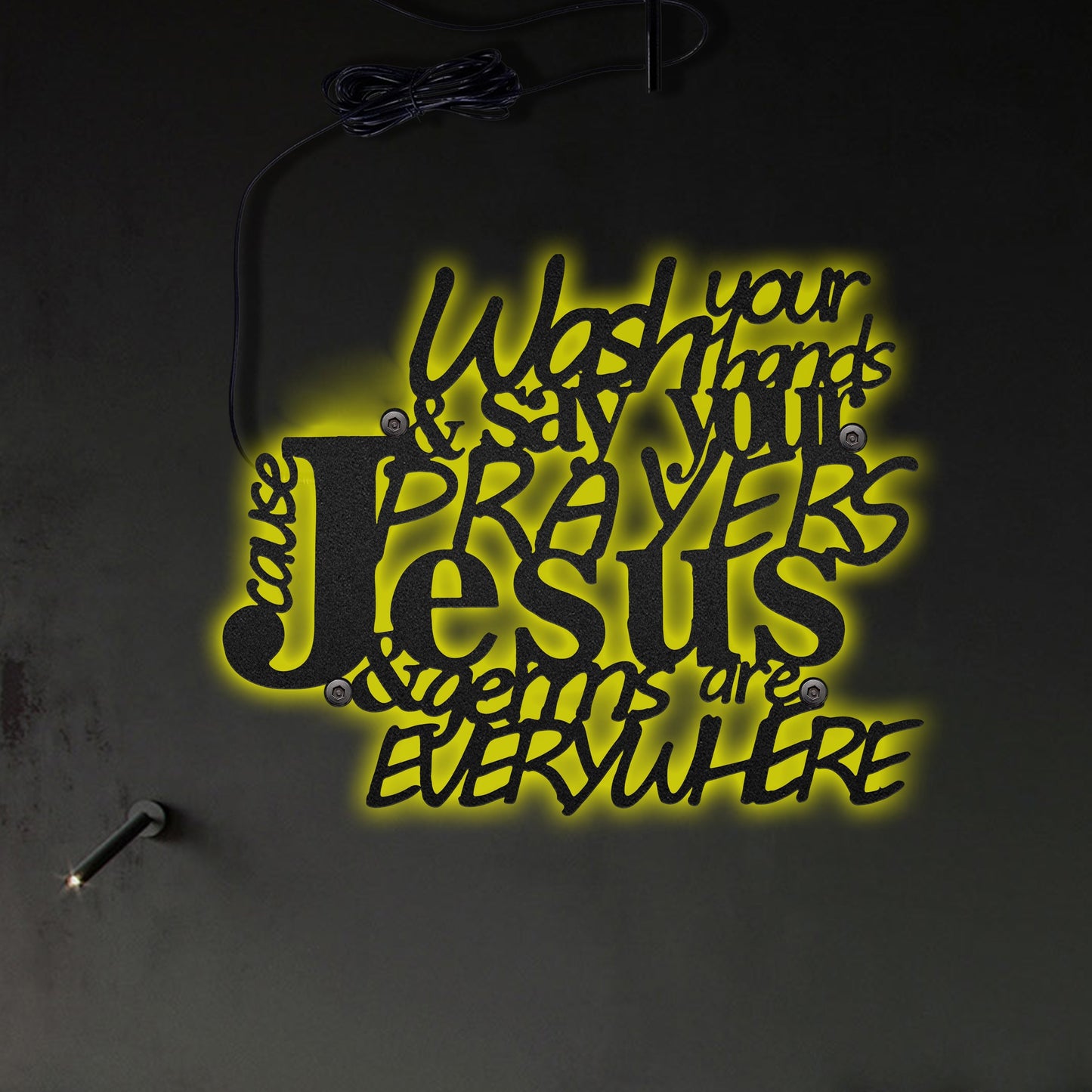 Jesus And Germs - Led Light Metal - Owls Matrix LTD