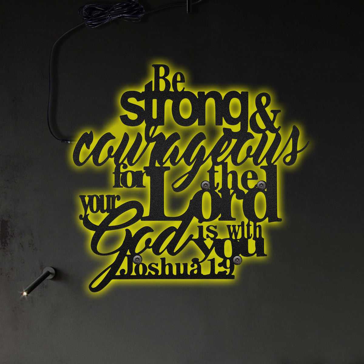 Jesus Be Strong And Courageous - Led Light Metal - Owls Matrix LTD