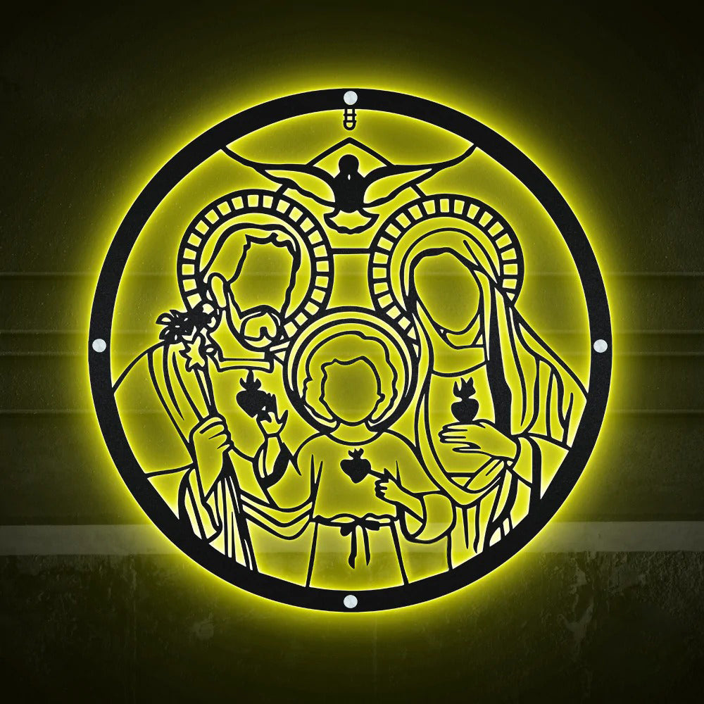 Jesus Catholic Home Desgin Monogram For Christian House - Led Light Metal - Owls Matrix LTD