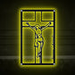 Jesus Christ On Cross Metal Wall Art Faith Catholic - Led Light Metal - Owls Matrix LTD