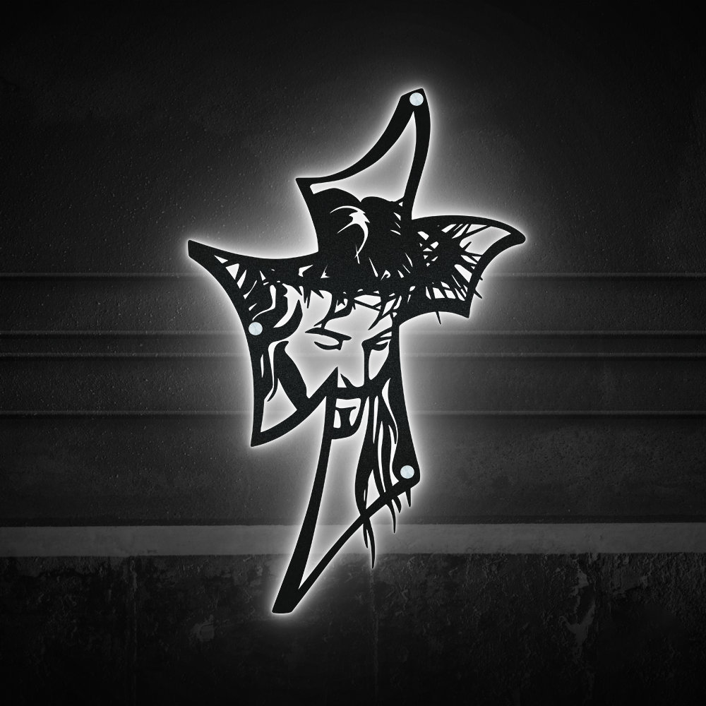 Jesus Cross Catholic - Led Light Metal - Owls Matrix LTD