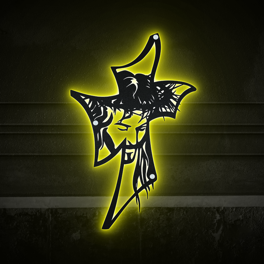 Jesus Cross Catholic - Led Light Metal - Owls Matrix LTD