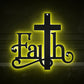 Jesus Faith Catholic Cross - Led Light Metal - Owls Matrix LTD