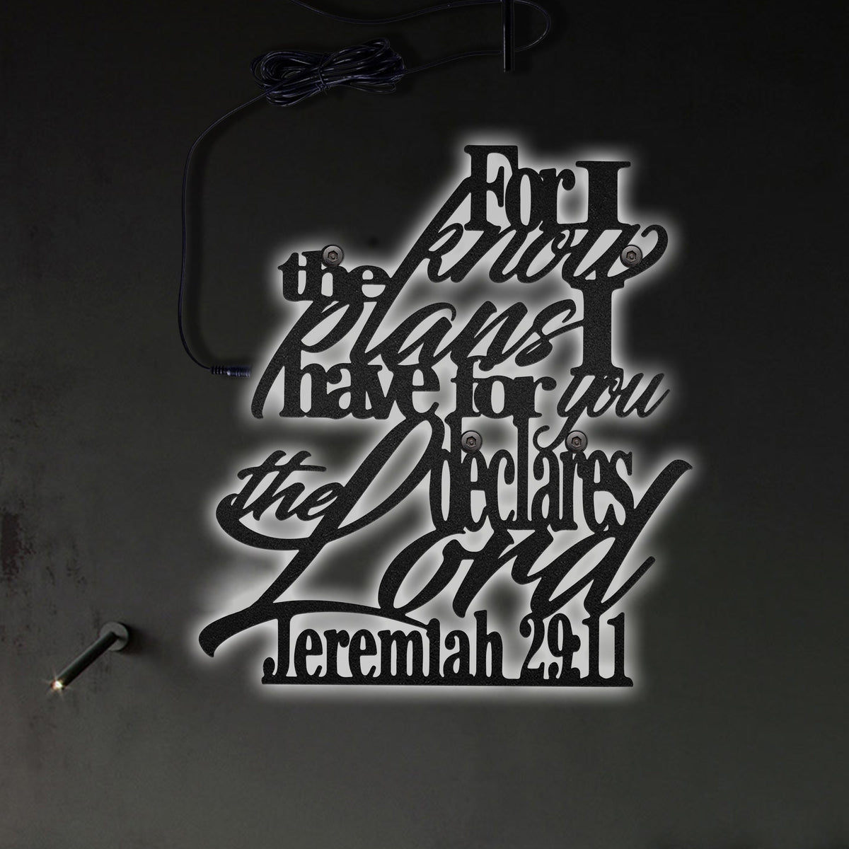 12"x12" Jesus For I Know The Plans I Have For You - Led Light Metal - Owls Matrix LTD