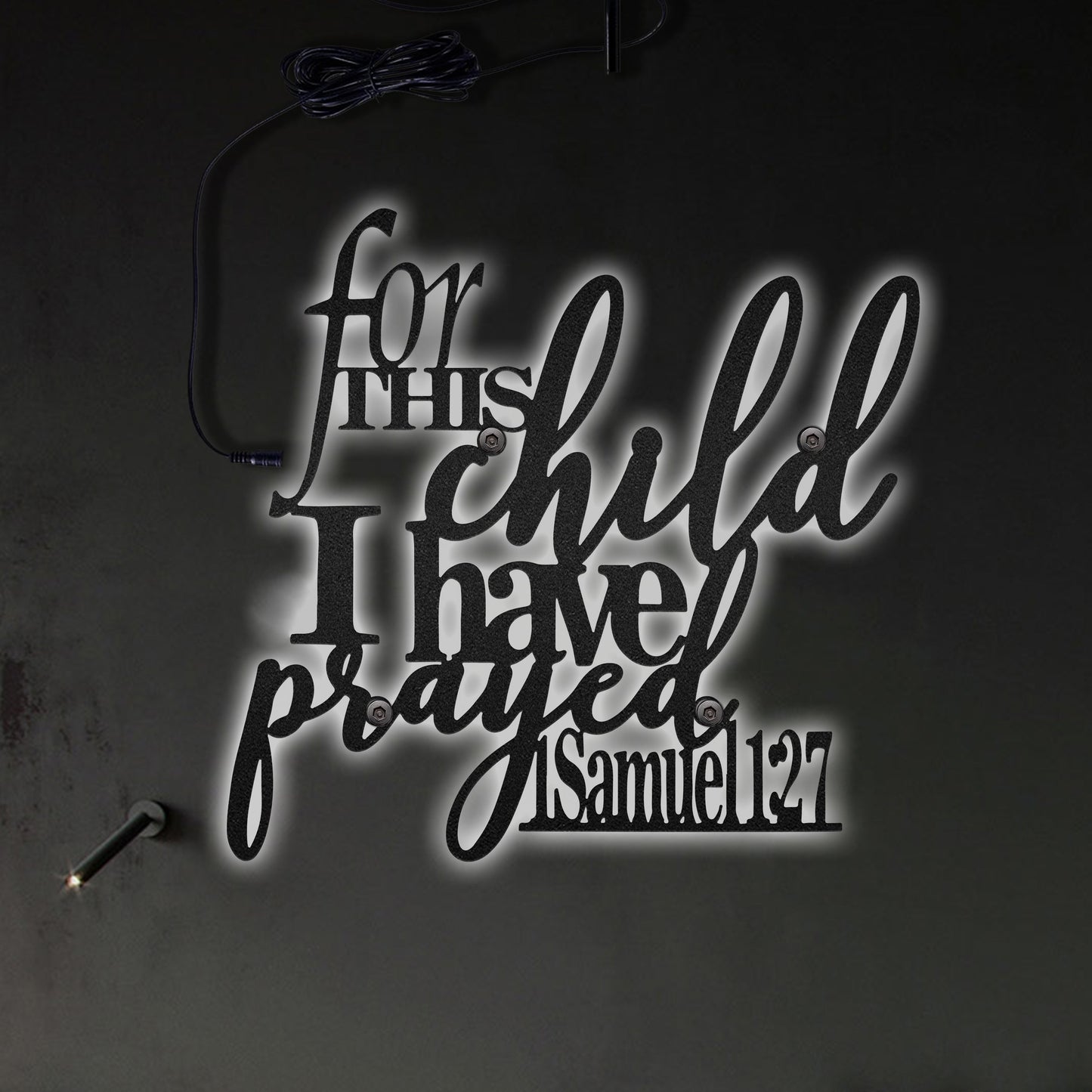 12"x12" Jesus For This Child I Have Prayed - Led Light Metal - Owls Matrix LTD