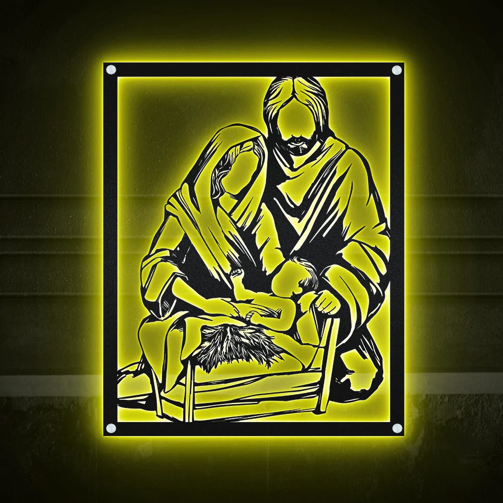 Jesus Mary & Joseph Catholic - Led Light Metal - Owls Matrix LTD