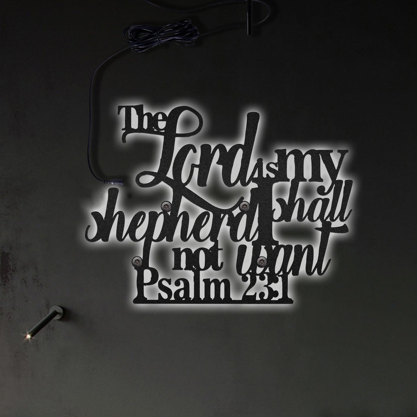 Jesus The Lord Is My Shepherd - Led Light Metal - Owls Matrix LTD