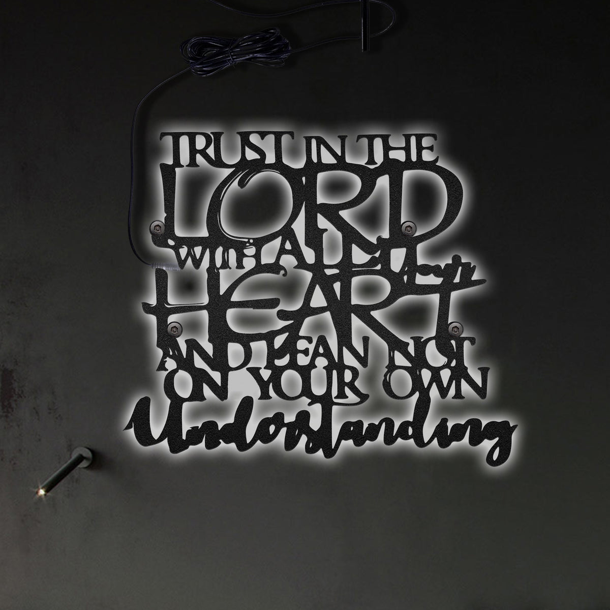 Jesus Trust In The Lord - Led Light Metal - Owls Matrix LTD