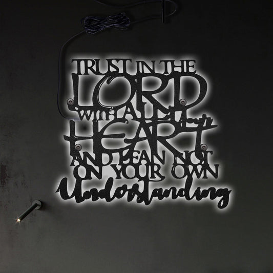 Jesus Trust In The Lord - Led Light Metal - Owls Matrix LTD
