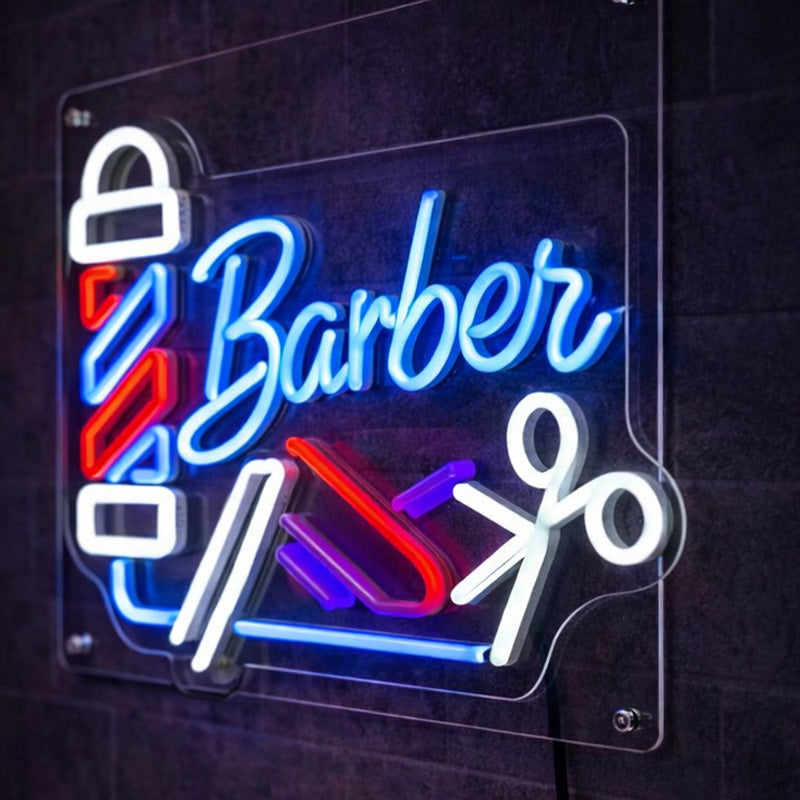 LED Barber Shop Neon Sign – Modern Acrylic Wall Light for Salon Decor