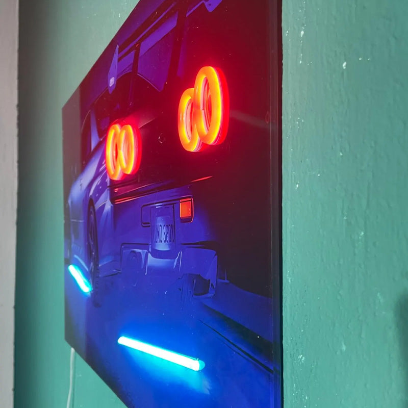 LED Car Plexiglass Sign – UV-Printed with Blue & Red Glow