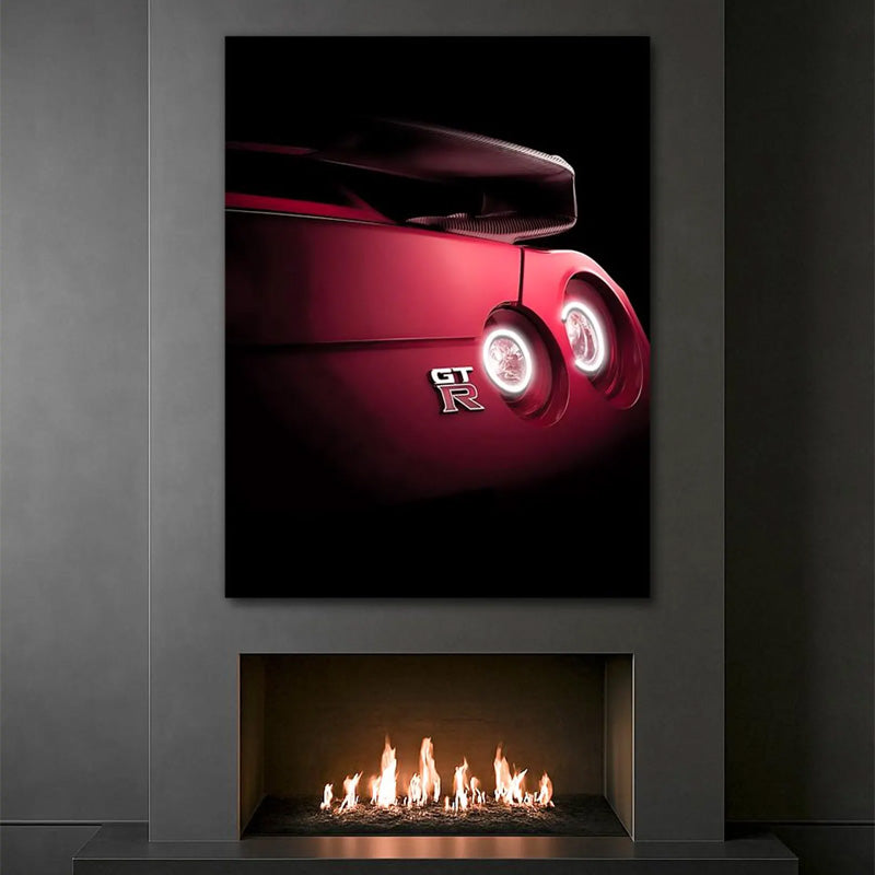 LED Sports Car Tail Light Wall Art – UV-Printed Acrylic (Free Remote Included)