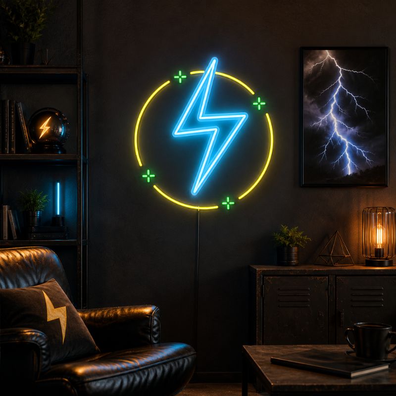 Lightning Bolt Neon Sign - Blue Bolt LED Wall Decor