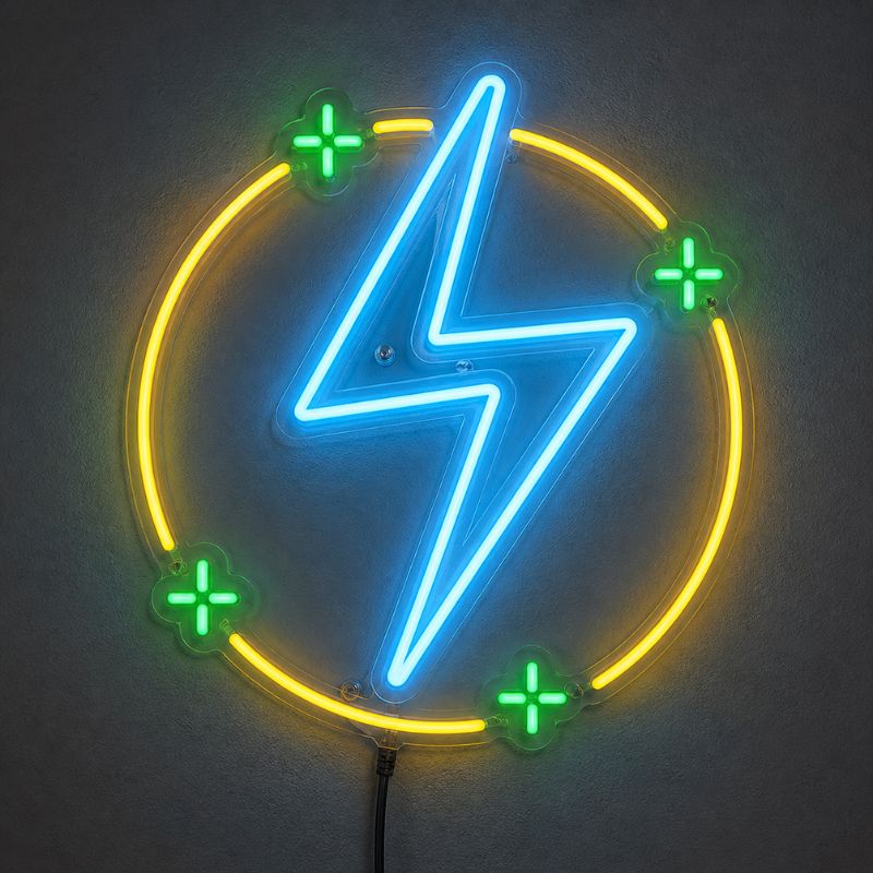 Lightning Bolt Neon Sign - Blue Bolt LED Wall Decor