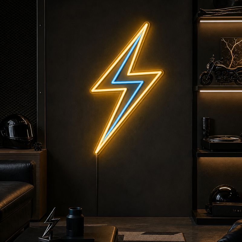 Lightning Bolt Neon Sign - Electric LED Wall Decor