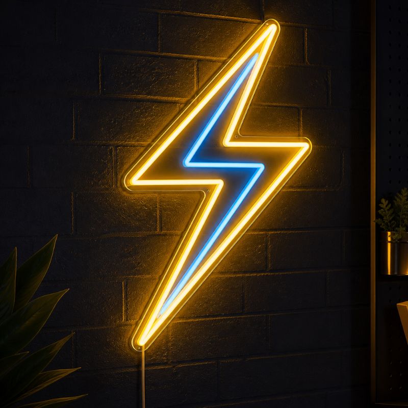 Lightning Bolt Neon Sign - Electric LED Wall Decor
