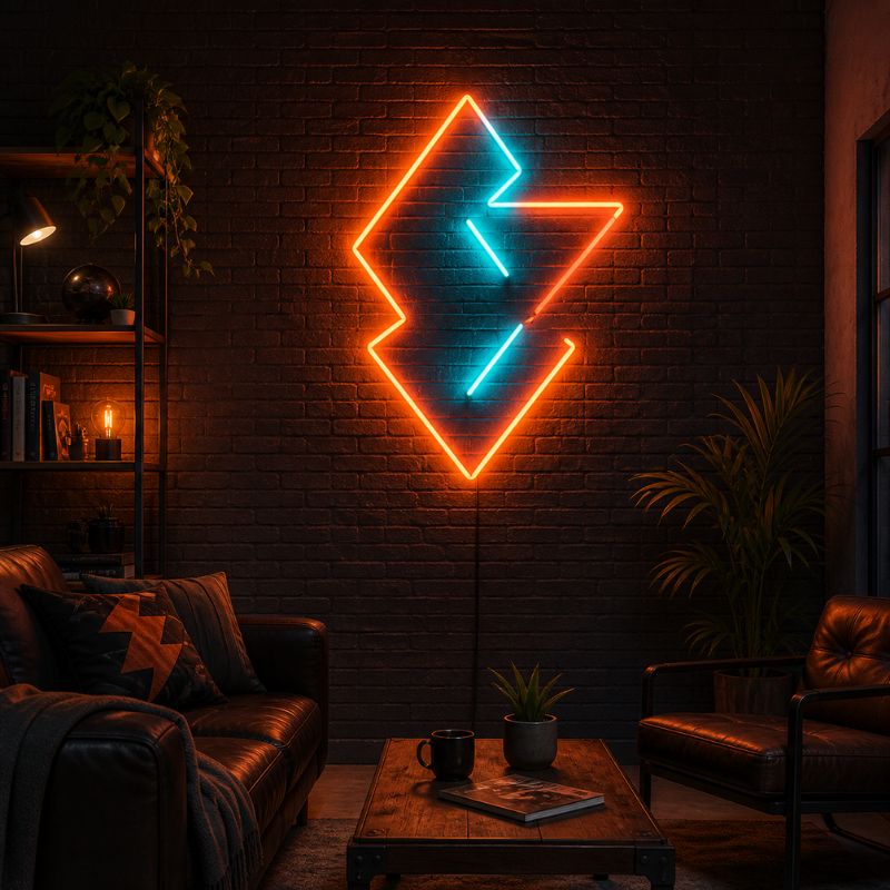 Lightning Bolt Neon Sign - Geometric LED Wall Decor