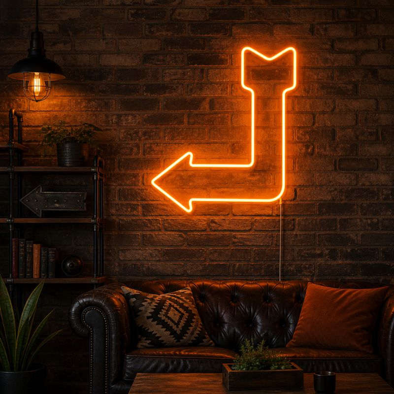 Lightning Bolt Neon Sign - Orange Arrow LED Wall Decor
