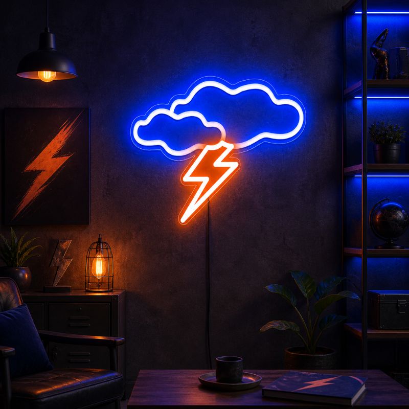 Lightning Bolt Neon Sign - Storm Cloud LED Wall Decor