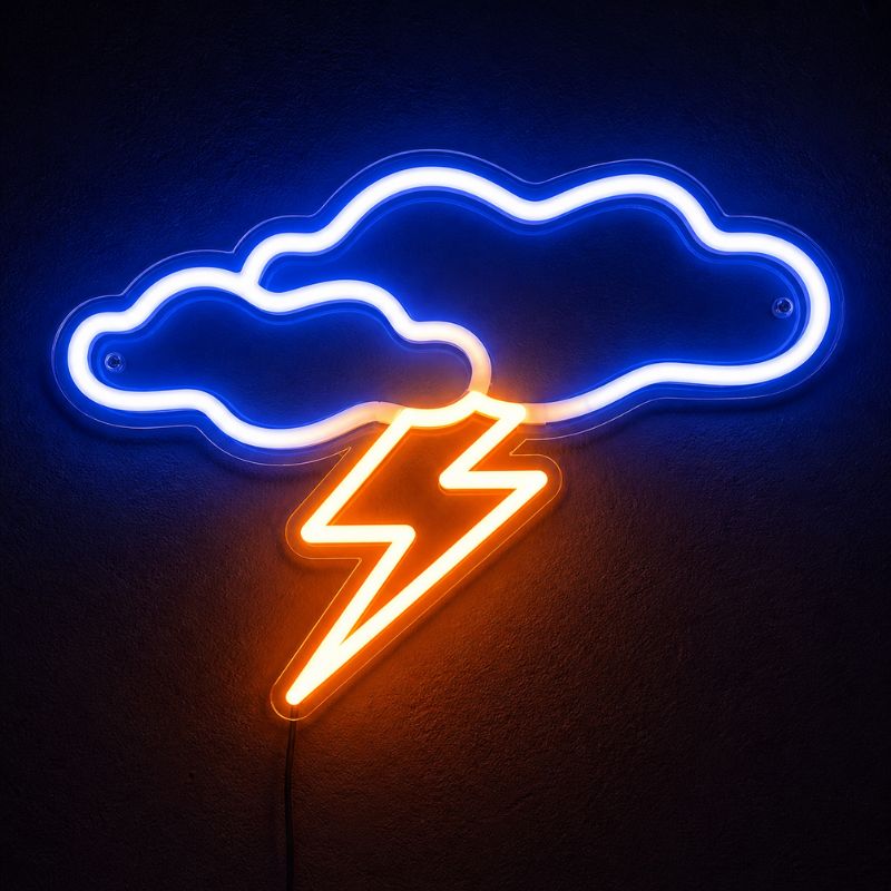 Lightning Bolt Neon Sign - Storm Cloud LED Wall Decor