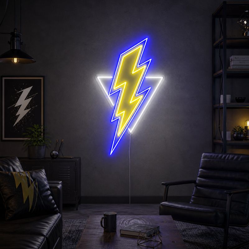 Lightning Bolt Neon Sign - Triangle LED Wall Decor